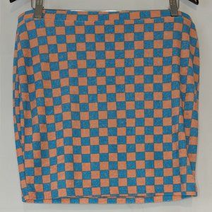 SO Sonoma Towel Terry Mini Skirt Blue/Pink Check Large